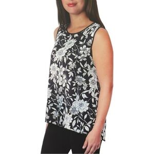 Mario Serrani Black/White Floral Print Dress Tank Top Size L